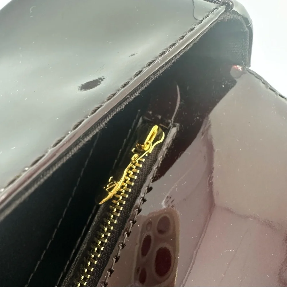 Louis Vuitton Dark Burgundy Clutch with Gold Logo